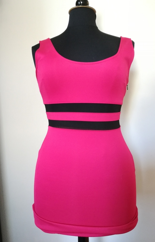 Red Bodycon mini dress with black mesh